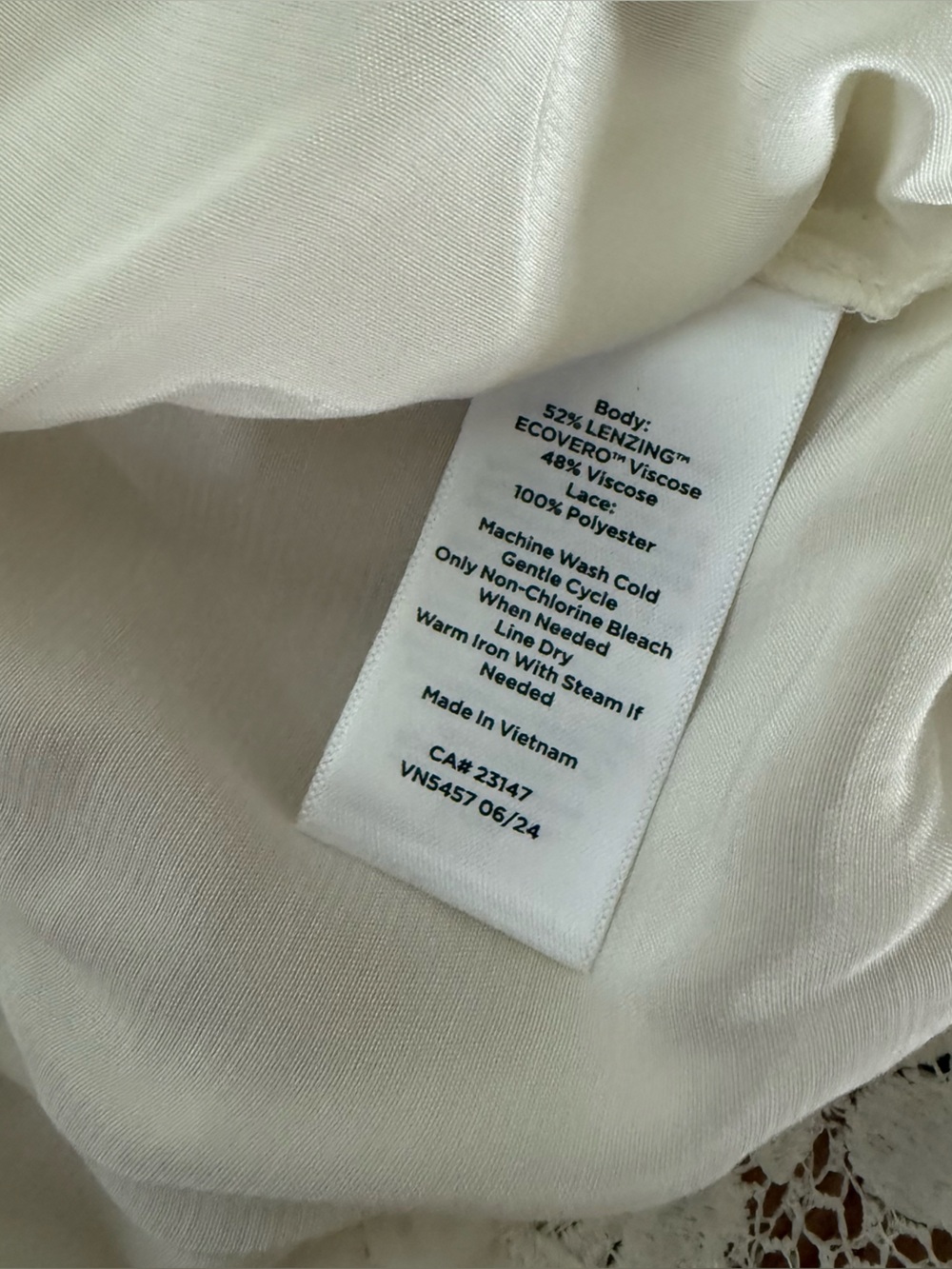 New Talbots Medium Petite Ivory Long Sleeve Blouse Lace Trim V-Neck Tie Front - Picture 4 of 6